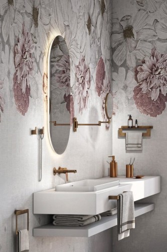 GAIA wiszące lusterko kosmetyczne, średnica 180mm, dwustronne, miedź mat #2