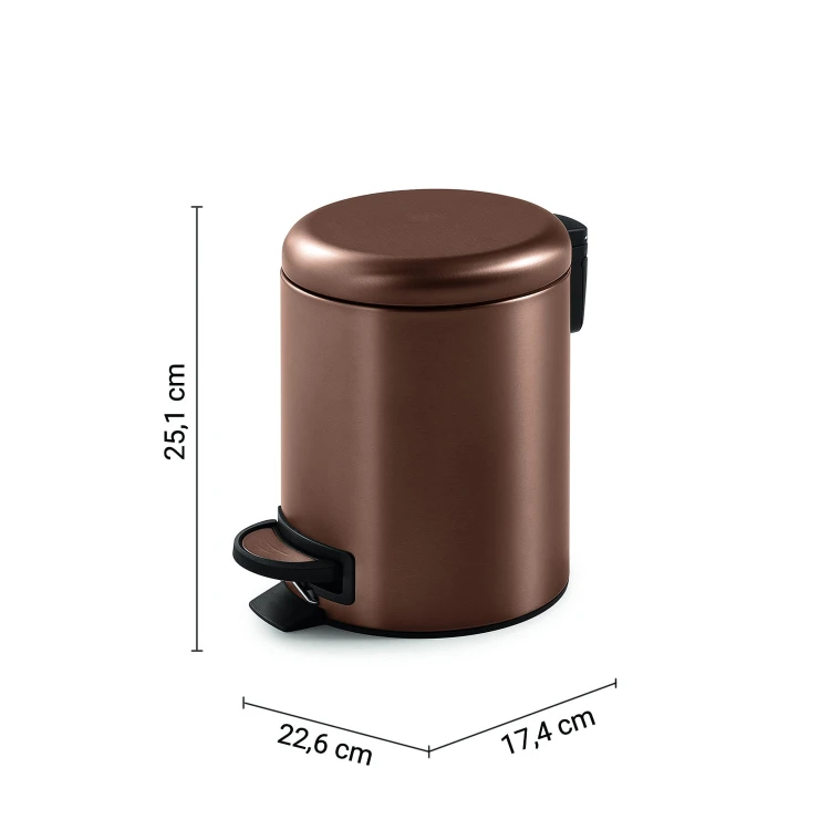 Rysunek techniczny - POTTY kosz na śmieci 3l, Soft Close, miedź mat