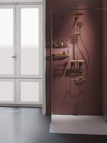 SMART półka do kabiny prysznicowej, zawieszana na baterii, 300x375x120 mm, miedź mat #2