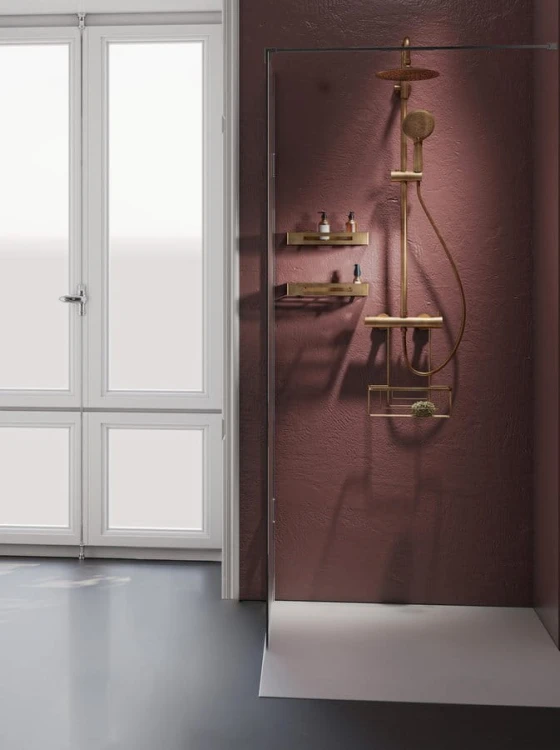 SMART półka do kabiny prysznicowej, zawieszana na baterii, 300x375x120 mm, miedź mat #2