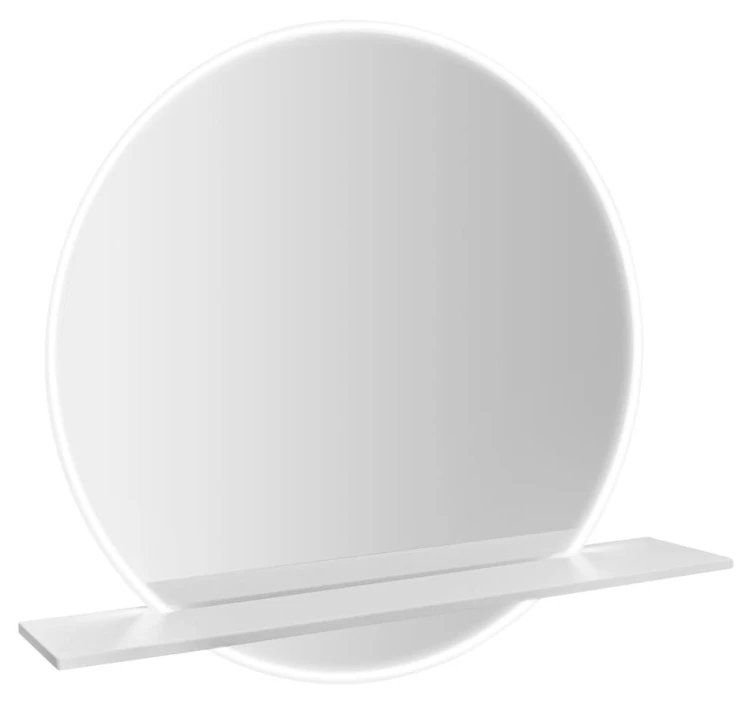 VISO okrągłe lustro z oświetleniem LED, ø 70cm, półką, biały mat