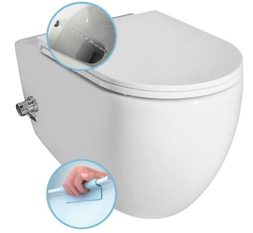 INFINITY CLEANWASH WC wiszące, z dyszą bidetową i zintegrowaną baterią, Rimless, 36,5x53 cm, biały