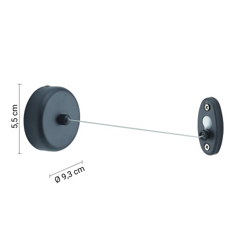 Rysunek techniczny - Wysuwany sznur na pranie, 3000 mm, czarny mat