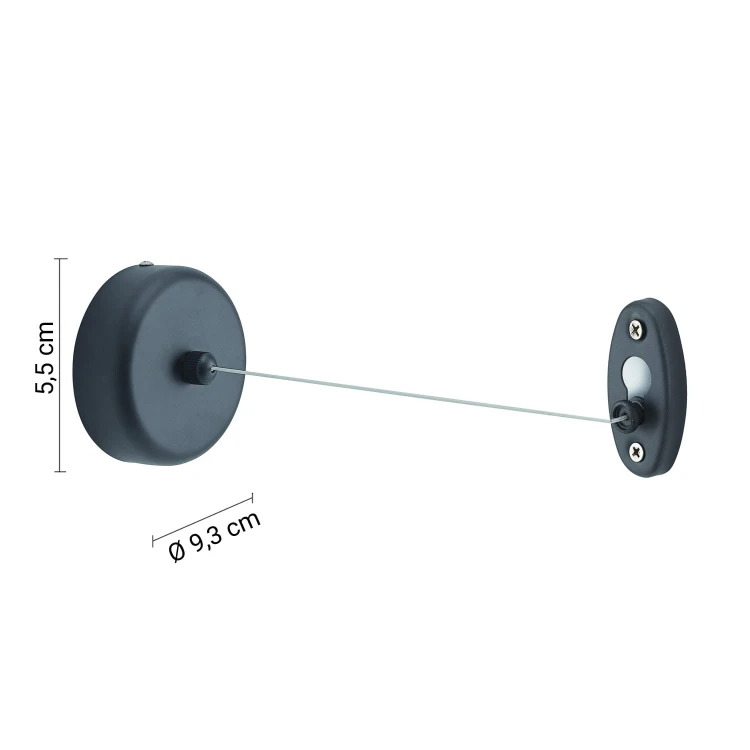 Rysunek techniczny - Wysuwany sznur na pranie, 3000 mm, czarny mat