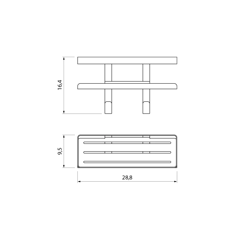 Rysunek techniczny - MYLINE półka do kabiny prysznicowej 241x30x111mm, czarny mat