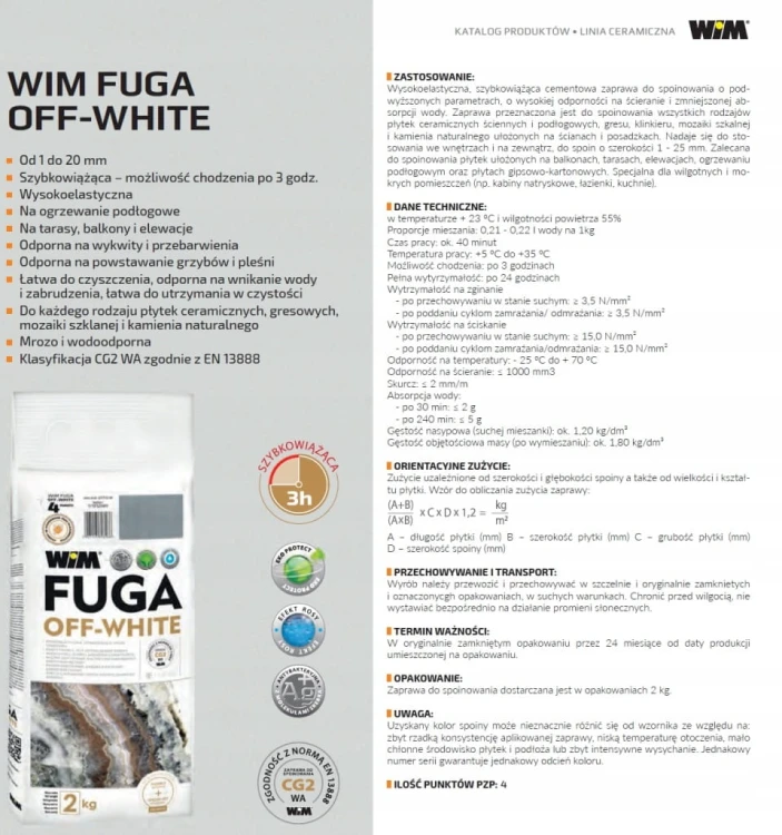 Fuga elastyczna WIM Off-white 1/10 110 MANHATTAN 2 kg
