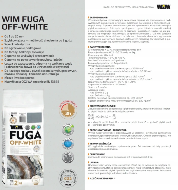 Fuga elastyczna WIM Off-white 2/61 261 PERGAMON 2 kg