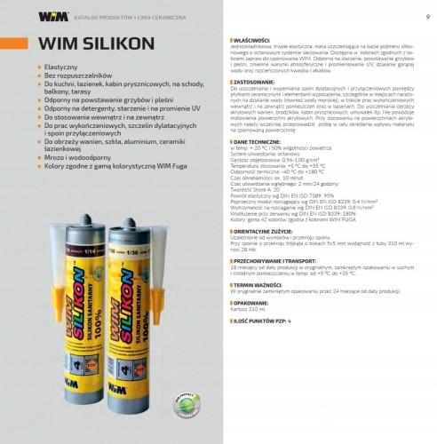 Silikon Sanitarny Wim 310 ml 0/00 000 Bezbarwny