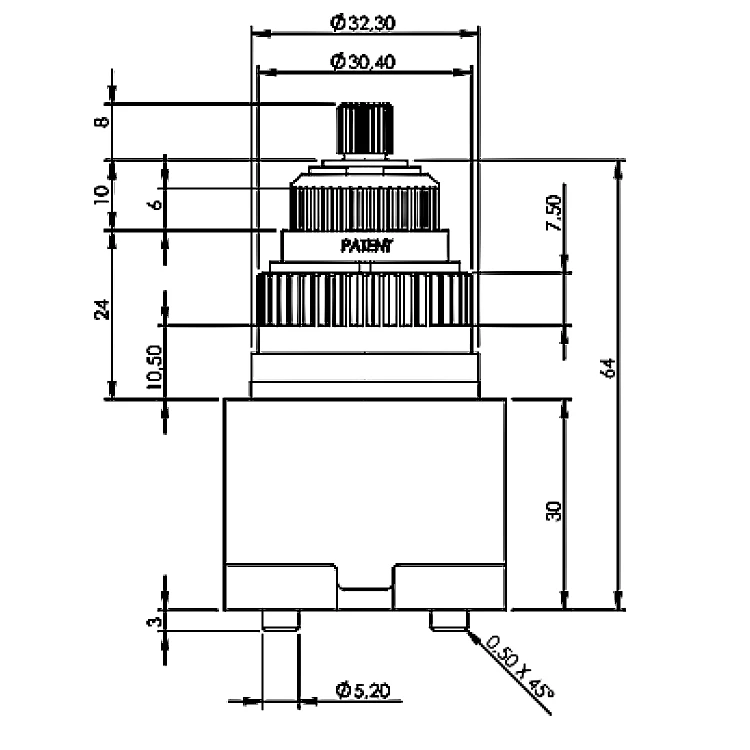 Rysunek techniczny - Głowica termostatyczna 2028T