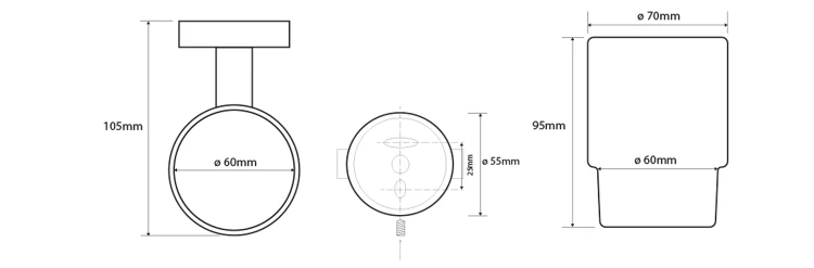 Rysunek techniczny - X-STEEL kubek, szkło mleczne, stal nierdzewna mat