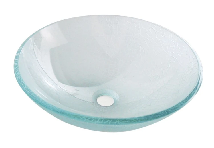ICE szklana umywalka nablatowa średnica 42cm, czysty z piaskowaniem