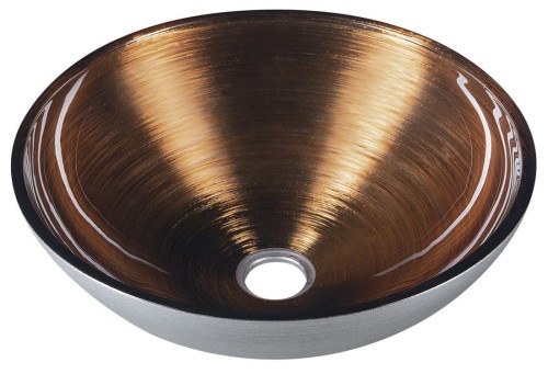 MURANO WENGE umywalka szklana nablatowa, średnica 40cm, srebrny/miedź