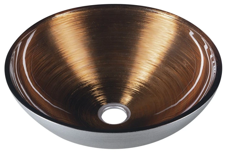 MURANO WENGE umywalka szklana nablatowa, średnica 40cm, srebrny/miedź