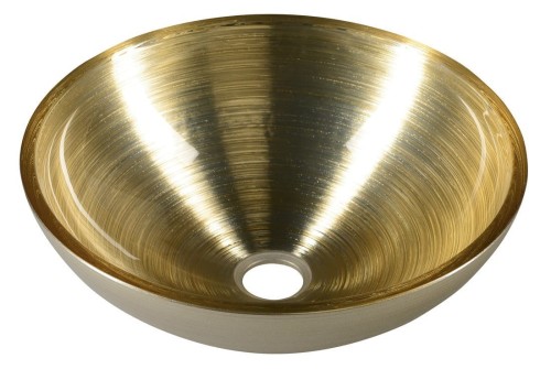 MURANO SOFT BROWN umywalka szklana nablatowa, średnica 40cm, złoto/srebrny