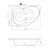 Rysunek techniczny - CIDLINA 150 wanna 150x105x45cm, lewa, biały