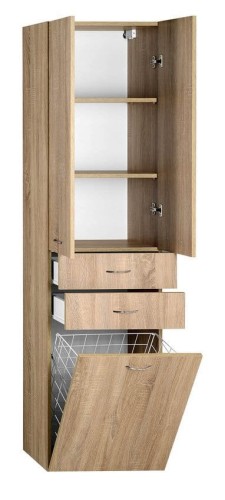 ZOJA/KERAMIA FRESH szafka wysoka z koszem na bieliznę 50x184x29cm, dąb platin #2