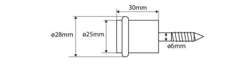 Rysunek techniczny - Odbojnik drzwiowy podłogowy 25x30mm, chrom