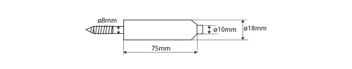 Rysunek techniczny - Odbojnik drzwiowy ścienny 18x80mm, chrom