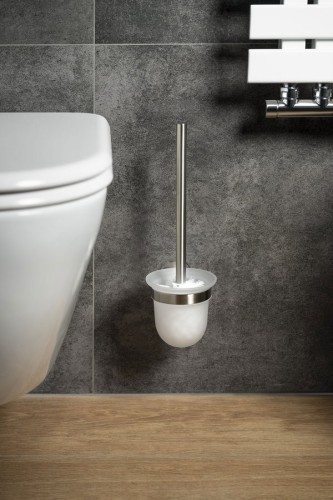 X-STEEL wisząca szczotka do WC, szkło mleczne, stal nierdzewna mat #2