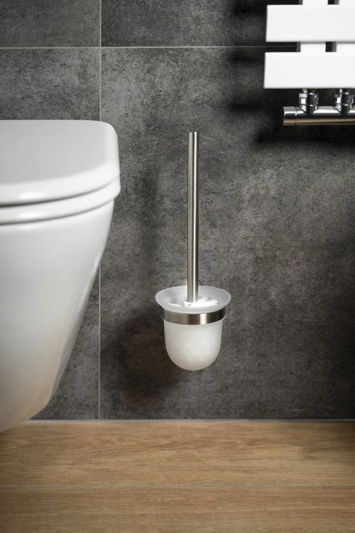 X-STEEL wisząca szczotka do WC, szkło mleczne, stal nierdzewna mat #2
