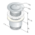 Rysunek techniczny - Korek umywalkowy 5/4“, niezamykana, design grzybek, 30-45mm, chrom