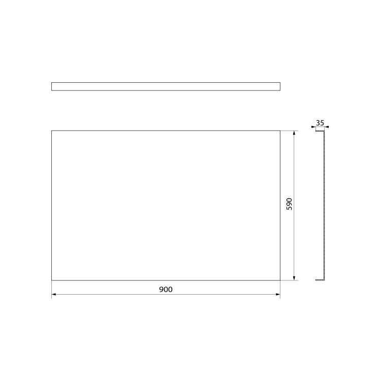 Rysunek techniczny - PLAIN obudowa boczna, 90x59cm