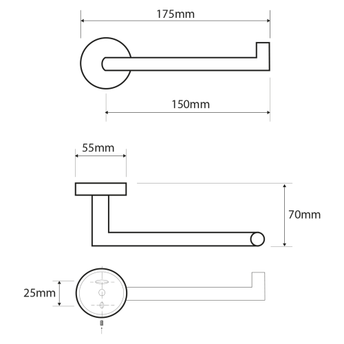 Rysunek techniczny - X-STEEL wieszak na papier toaletowy, stal nierdzewna mat