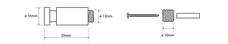 Rysunek techniczny - X-STEEL haczyk, 30mm, stal nierdzewna mat