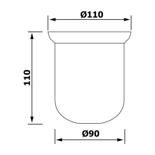 Rysunek techniczny - Zbiornik wc szczotkę X-ROUND/X-SQUARE/X-STEEL/INSIA/LARISSA, szkło mleczne