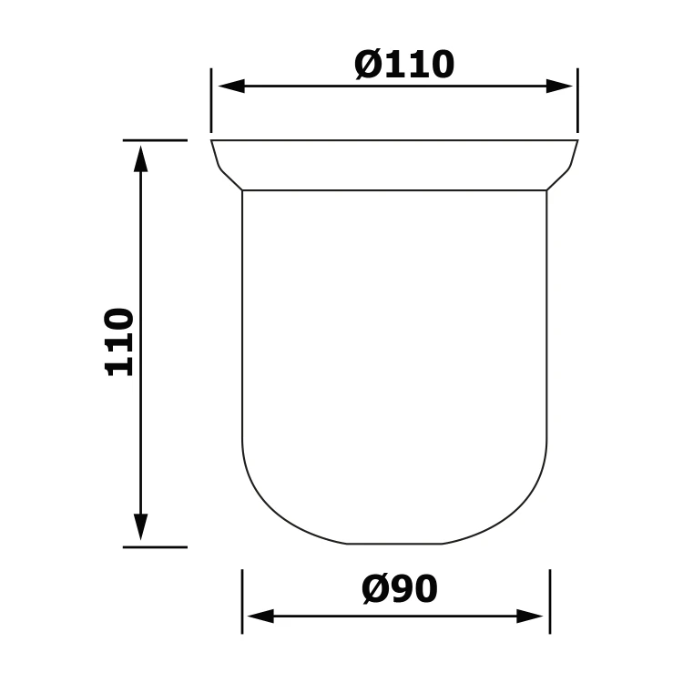 Rysunek techniczny - Zbiornik wc szczotkę X-ROUND/X-SQUARE/X-STEEL/INSIA/LARISSA, szkło mleczne