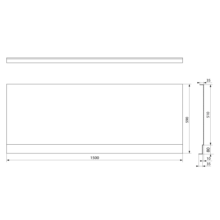 Rysunek techniczny - PLAIN NIKA obudowa do wnęki, 150x59cm