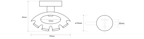 Rysunek techniczny - X-ROUND uchwyt szczotki, chrom