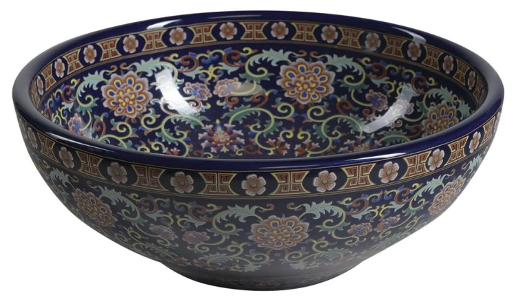 PRIORI umywalka ceramiczna nablatowa Ø 41 cm, filetowy ze wzorem #3