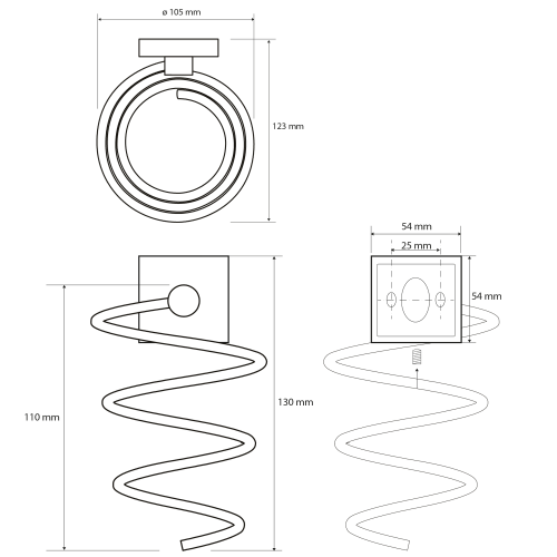 Rysunek techniczny - X-SQUARE wieszak na suszarkę, spiralowy, chrom