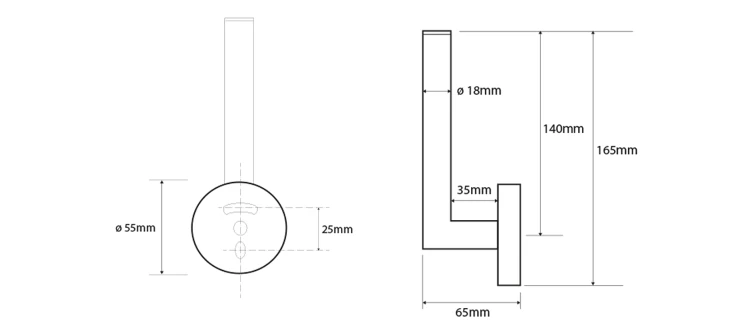 Rysunek techniczny - X-ROUND wieszak na papier toaletowy, chrom