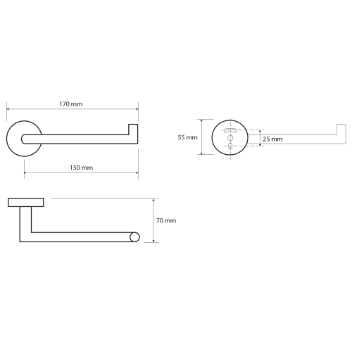 Rysunek techniczny - X-ROUND wieszak na papier toaletowy, chrom