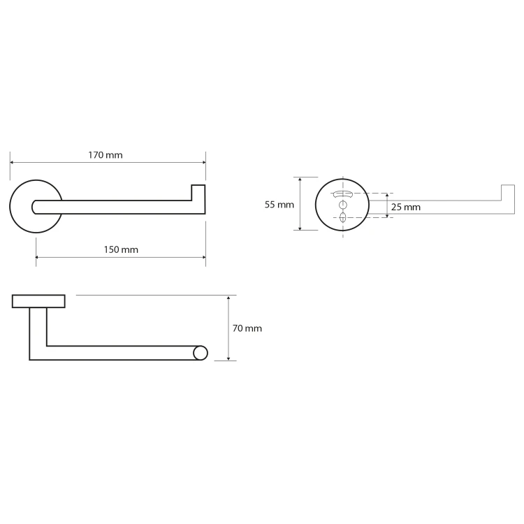 Rysunek techniczny - X-ROUND wieszak na papier toaletowy, chrom