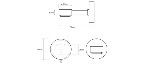 Rysunek techniczny - X-ROUND mydelniczka magnetyczna, chrom