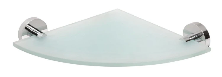 X-ROUND E półka szklana narożna 235x255mm, chrom