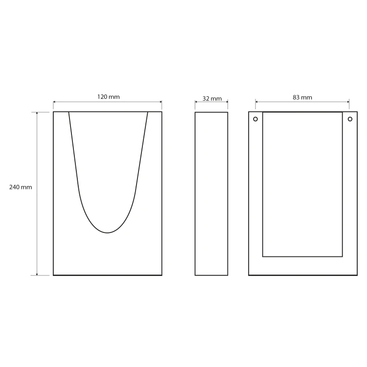 Rysunek techniczny - Zasobnik na worki papierowe HygBag,120x240x32mm, stal nierdzewna mat