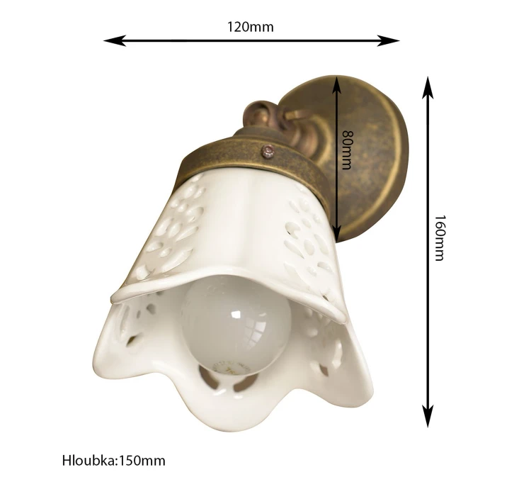 Rysunek techniczny - SORENTO oświetlenie E14 40W, 230V, IP21, klosz ceramiczny, brąz