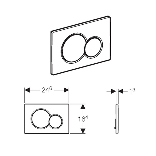 Rysunek techniczny - GEBERIT SIGMA01 Dual flush przycisk spłukujący, chrom połysk