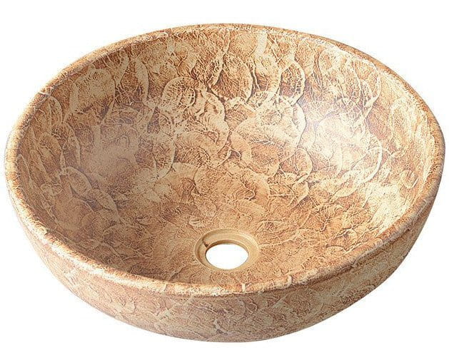 PRIORI umywalka ceramiczna nablatowa Ø 41 cm, brązowa ze wzorem
