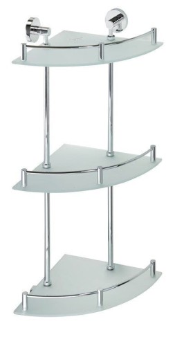 X-ROUND E półka szklana narożna z relingiem 270x660x270mm, chrom
