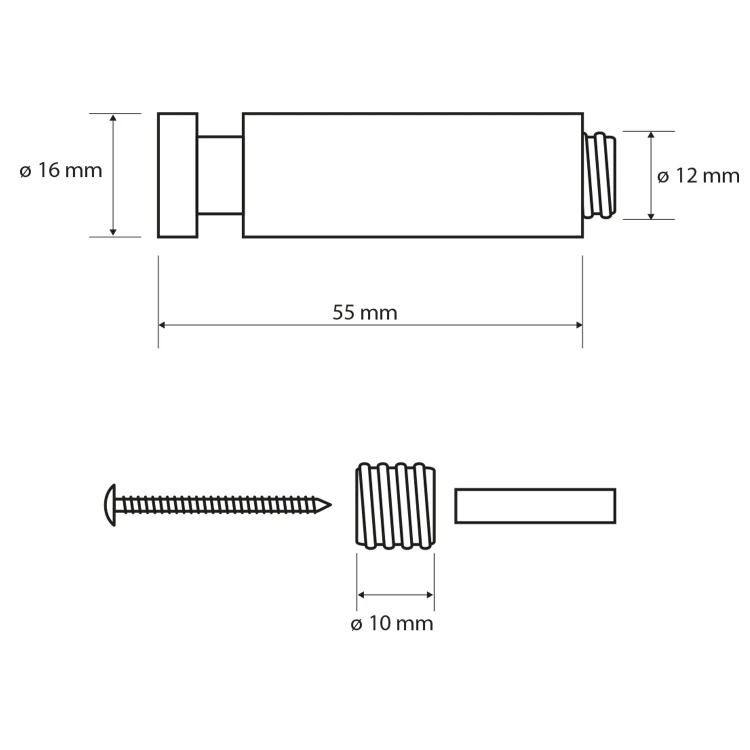 Rysunek techniczny - X-ROUND haczyk 55mm, chrom