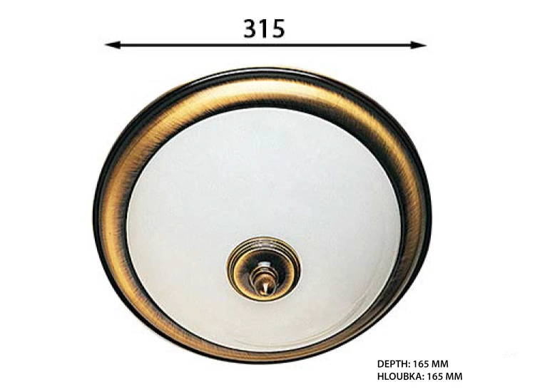 Rysunek techniczny - GLOSTER oświetlenie sufitowe,  ø 315mm,  2xE14, 40W, IP21, brąz