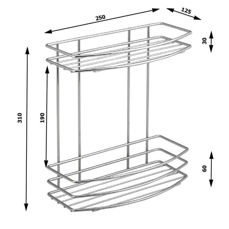 Rysunek techniczny - CHROM LINE półka druciana podwójna, chrom