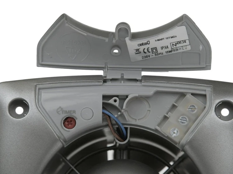 X-MART 10T wentylator łazienkowy z wyłącznikiem czasowym, 15W, wylot 100mm, stal nierdzewna mat #5