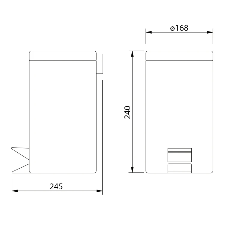 Rysunek techniczny - SIMPLE LINE kosz na śmieci okrągły 3l, biały mat
