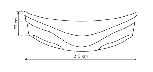 Rysunek techniczny - DUNAJ 150 obudowa boczna, wysokość 57cm, zestaw montażowy